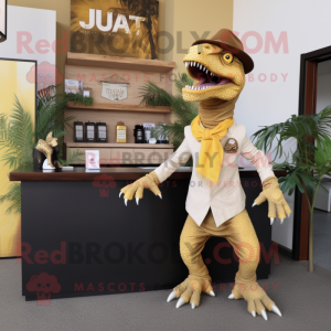 Guld Utahraptor maskot...