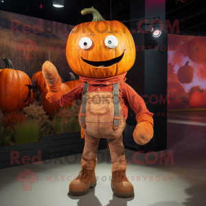Rust Pumpkin mascot costume character dressed with a Skinny Jeans and Belts