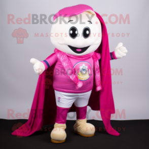 Magenta Soccer Goal mascot costume character dressed with a Waistcoat and Scarf clips