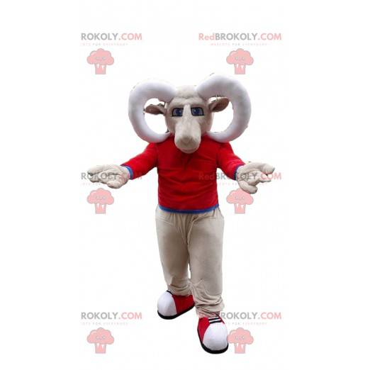 Mascotte di muflone, costume da capra, grandi corna -