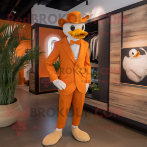 Orange Swan maskot kostume...