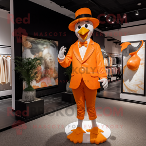 Orange Swan maskot kostym...