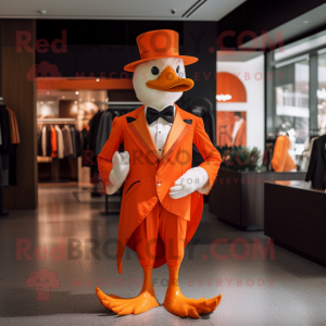 Orange Swan maskot drakt...