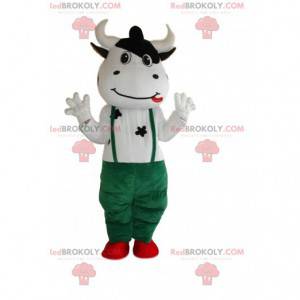 Mascotte de vache blanche et noire, costume de vachette -