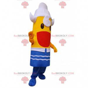Mascota de helado gigante, traje de palo de helado amarillo -