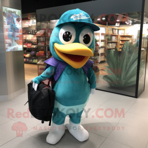 Teal Cod maskot kostume...