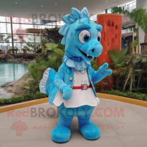 Sky Blue Sea Horse mascotte...