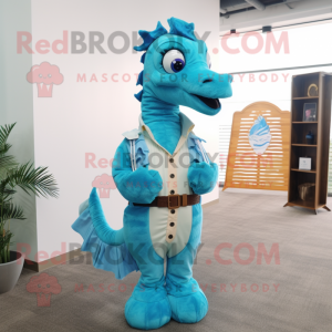 Sky Blue Sea Horse mascotte...