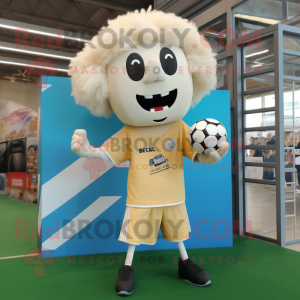 Cream Soccer Goal mascot costume character dressed with a Jeggings and Necklaces