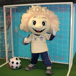 Cream Soccer Goal maskot...