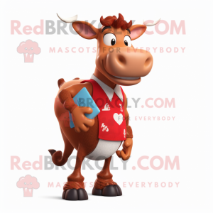 Red Jersey Cow mascot costume character dressed with a Shorts and Wallets