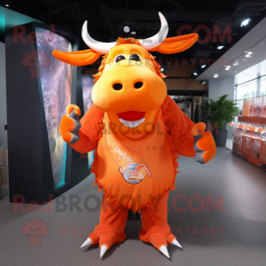 Orange Zebu maskot kostume...