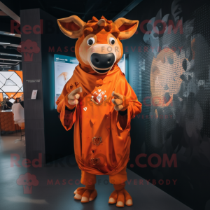 Orange Zebu maskot kostym...