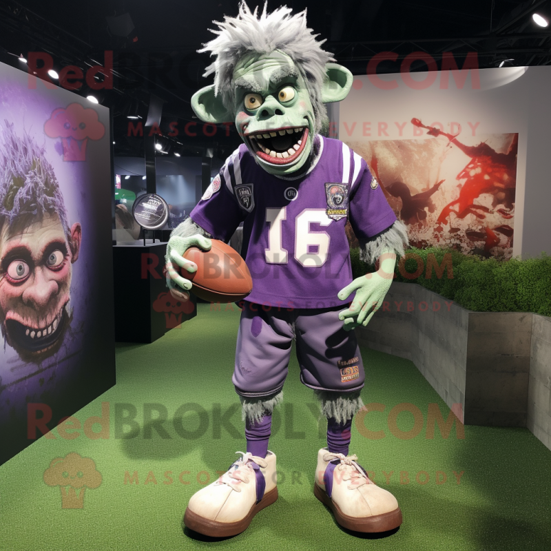 Lavender Zombie mascot costume character dressed with a Rugby Shirt and Shoe clips Lavender Zombie mascot costume character dressed with a Rugby Shirt and Shoe clips