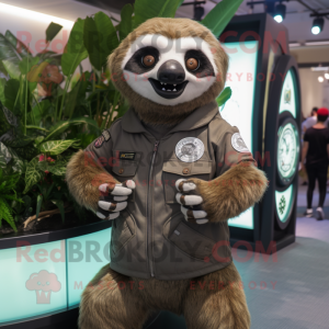 nan Sloth mascot costume character dressed with a Moto Jacket and Bracelet watches