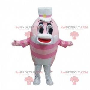 Mascotte de dauphin rose, costume de poisson, mascotte de la