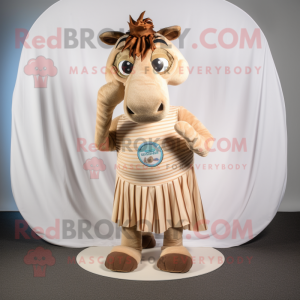 Tan Quagga mascot costume character dressed with a Circle Skirt and Coin purses