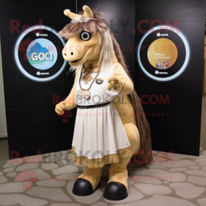 Tan Quagga mascot costume character dressed with a Circle Skirt and Coin purses