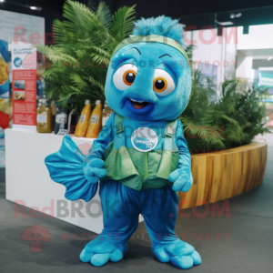 Cyan Betta Fish mascotte...