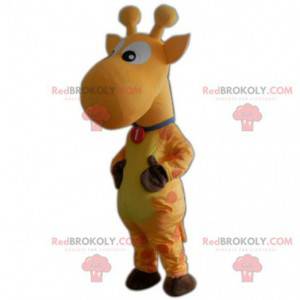 Mascotte de girafe jaune, costume de girafon, animal jaune -