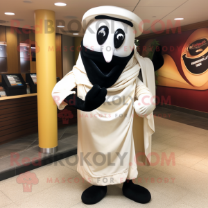 Cream Fajitas mascot costume character dressed with a Tuxedo and Scarf clips