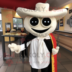 Cream Fajitas mascot costume character dressed with a Tuxedo and Scarf clips