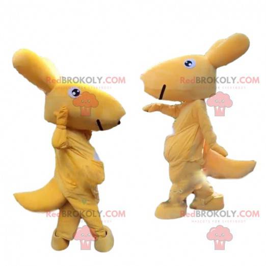 Mascote canguru, disfarce da Austrália, animal amarelo -