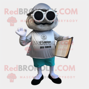 Silver Oyster maskot kostym...