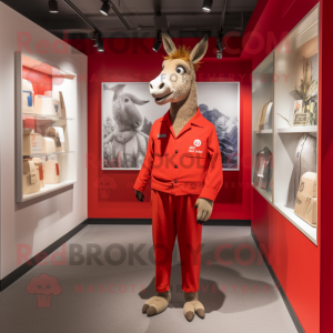 Red Donkey maskot kostume...