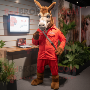 Red Donkey mascotte kostuum...