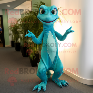 Cyan Geckos maskot kostume...