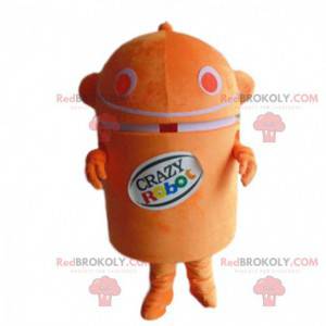 Orange and white robot mascot, robotic costume, futuristic -