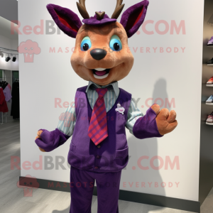 Purple Deer mascot costume character dressed with a Chinos and Bow ties