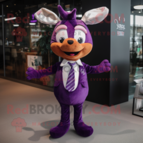 Purple Deer mascot costume character dressed with a Chinos and Bow ties