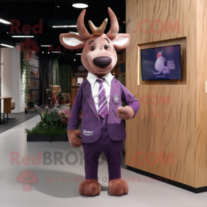 Purple Deer mascot costume character dressed with a Chinos and Bow ties