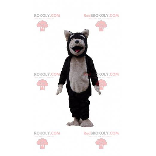 Schwarzes und graues Hundemaskottchen, Wolfskostüm, Wolfshund -