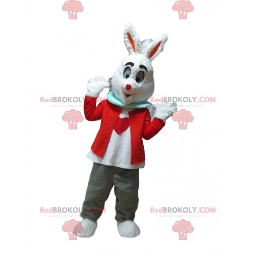 Mascot of the famous white rabbit in Alice in wonderland -