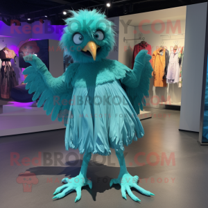 Cyan Harpy maskot kostume...