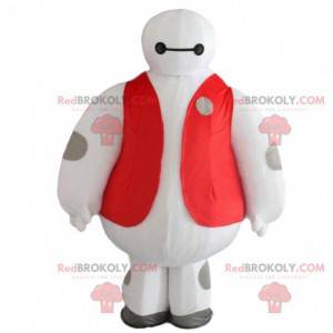 Hvid robotmaskot, stor futuristisk karakter - Redbrokoly.com