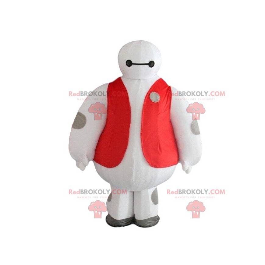 Hvit robotmaskot, stor futuristisk karakter - Redbrokoly.com