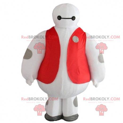 Hvid robotmaskot, stor futuristisk karakter - Redbrokoly.com