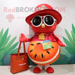 nan Tomato mascot costume character dressed with a Bikini and Handbags