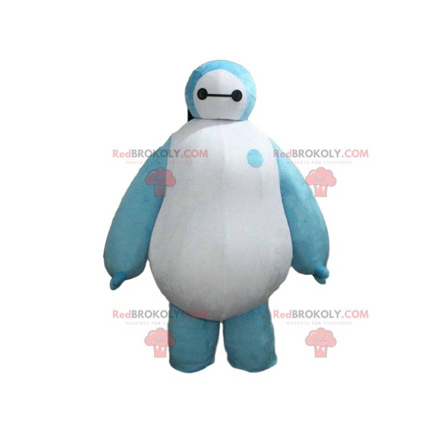 Mascotte de robot blanc et bleu, de gros personnage futuriste - Mascotte de robot blanc et bleu, de gros personnage futuriste -