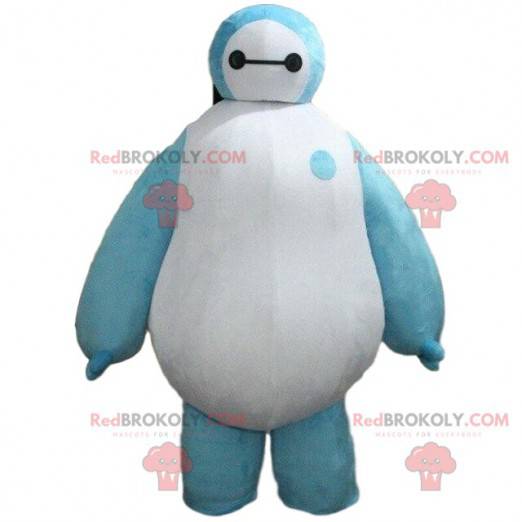 Mascotte robot bianco e blu, grande personaggio futuristico -