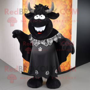 Black Beef Stroganoff mascot costume character dressed with a Evening Gown and Keychains