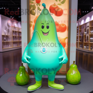 Cyan Pear mascotte kostuum...