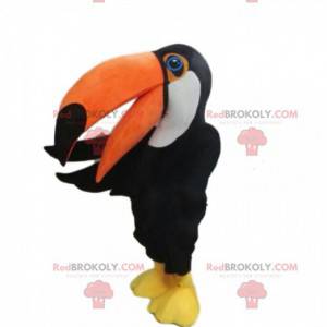Maskotka gigantyczny tukan, czarny kostium papugi -