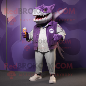 Lila Megalodon Maskottchen...