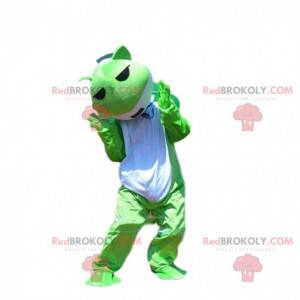 Mascote sapo verde e branco, fantasia de sapo - Redbrokoly.com