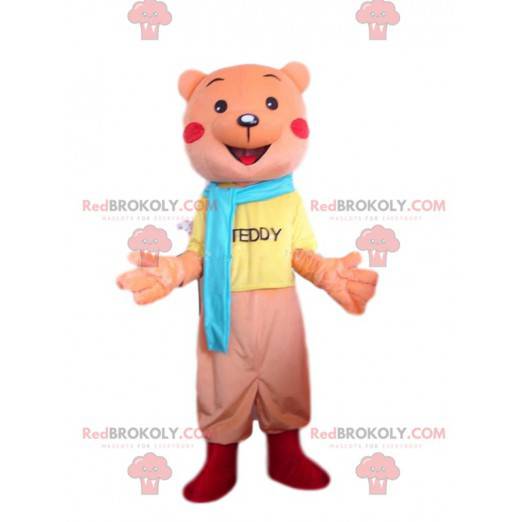 Mascotte de nounours orange, costume d'ours orange -
